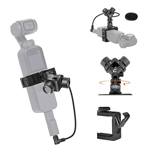 Comica CVM-MT06 Osmo Pocket Microphone, XY Stereo Osmo Pocket Mic with Square Holder, 180Â°Adjustable Recording DJI OSMO Accessories for Vlogging YouTube Video Shooting etc.(3.5mm TRS Jack)