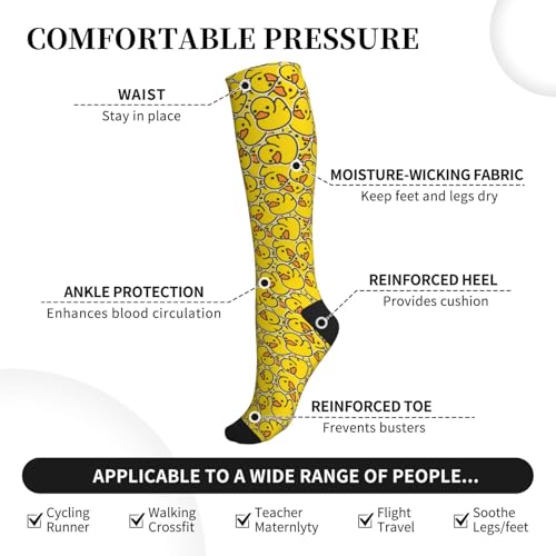 Image of MOLIAN Cute Ducks Compression Socks Women Men Circulation Best Support Stockings for Running Nursing Pregnancy