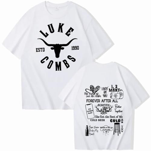FAEWARE T Shirt Luke Tour Combs Men's Hip Hop Retro Crew Neck Short Sleeve Cotton Fashion Plus Size Casual Shirt-White||xx_l