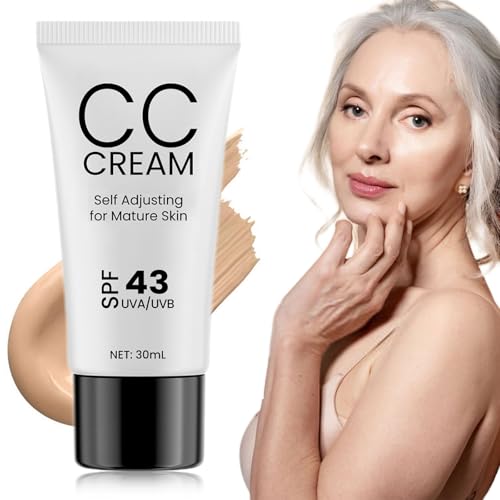 CC Cream for Older Women, Skin Tone Adjusting CC Cream Spf 43, CC Creams Self Adjusting for Mature Skin, Even Complexion, Conceals, Moisture & Anti Aging, For All Skin Types (1PCS)
