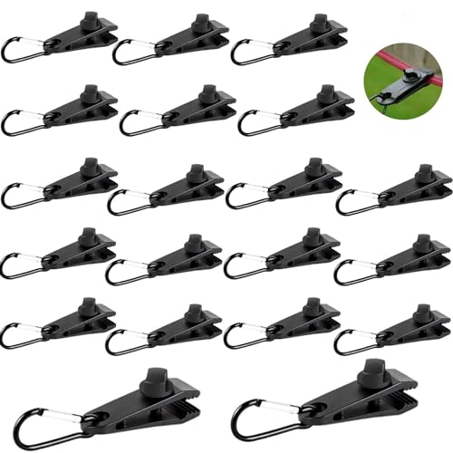 Hpamba Zeltclip Planenklammern Linoleum Clip Planenspanner Gummispanner Planenclips, 20 Stück Planenklammern Set Mit 20 Karabinerhaken Für Markisen Camping, Kunststoff Zeltclip Linoleum Pool Planen