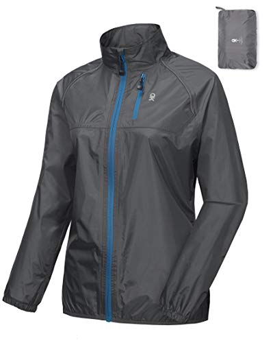 Little Donkey Andy Womens Waterproof Cycling Bike Jacket, Running Rain Jacket, Windbreaker, Ultralight and Packable Gray L