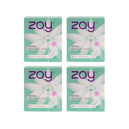 Image of ZOY Herbal Sanitary Pads for Women XL+ Extra Heavy Flow | Period Comfort Support, Rash-Free, Breathable Cotton | Night Pads, Odour Control, Ultra Thin Leak Lock | 32 Pads