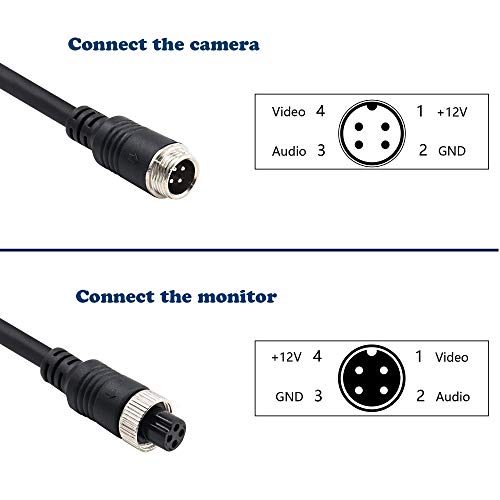 Collyon (17Ft / 5M Backup Camera Cable, 4-Pin Aviation Video Extension Cable, Car Video Extension Cable Backup Camera Extension Cable,Av Extension Cable Cctv Rear View Camera,Car Video System #TOP2