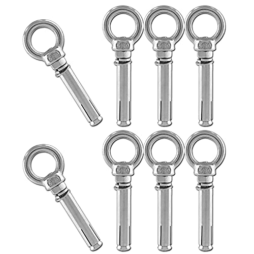 Pernos de ojal M8 en acero inoxidable de alta resistencia para hormigón y ladrillo, 8 unidades