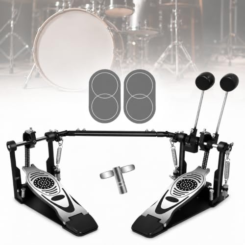MCCKLE Double Bass Drum Pedal, Heavy Duty Double Chain Drive Kick Pedal | Adjustable Beater & Spring...