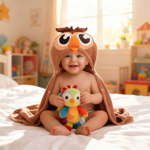 Image of Hooded Towels for Kids, 50 inch x 32 inch Large Hooded Bath Towels for Kid, 2 Pack Soft Absorbent Kids Hooded Bath Towel, Thick Animal Hooded Bath Towels for Kids Age 0-5 Years