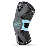 RELAXEE 膝サポーター 【専門家推奨/スポーツ特化】 スポーツ 柔道整復師推奨 薄手 膝パット 膝固定 蒸れない 高通気性 半月板 ランニング 登山 ゴルフ バレーボール 日常生活 1枚入 (ブラック × アイスブルー, L)