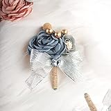 Blue Boutineers for Men Wedding,Groom and Groomsmen Boutonniere for Prom,Babys Breath Boutonniere,Boutonniere Flowers for Wedding Ceremony Anniversary,Dinner Party and Rustic Vintage Wedding