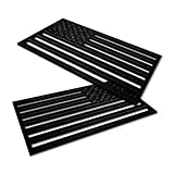 Hirificing 2PCS American Flag Decal Embossed 3D Metal Cut-Out Black American Flag Emblem Bumper Decal Stickers, 4mm Thickness Acrylic USA Car Military Patriotic Emblem for Car Truck SUV(Hollow Out)