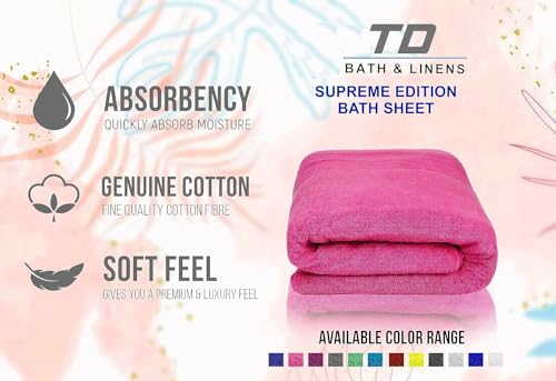 Textile Do Luxury Super Jumbo Bath Sheet (100 x 200 cm-700 GSM) 100% Egyptian Cotton Extra Lage Bath Sheet Towels (Hot Pink, Cotton) - Image 3