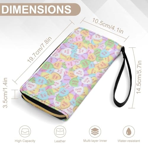 Conversation Candy Heart Large Capacity Portable Leather Wallet with Rope2