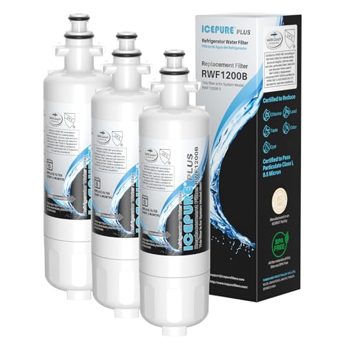 ICEPURE PLUS ADQ36006101 NSF/ANSI 53 & 42 Certified Refrigerator Water Filter Remove Lead Replacement for LG LT700P Kenmore Elite 9690 469690 CLCH106 ADQ36006102 FML-3 LFXS30766S LFXS24623S 3PACK
