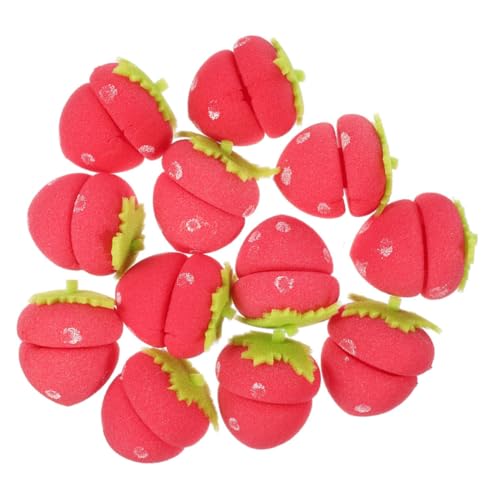 HEATSHAKING Rodillos de Esponja Cabello 18 Piezas en Forma de Fresa, Ligeros y Suaves para Uso Nocturno y Diario, Rizador sin Calor Adecuado para Dormir