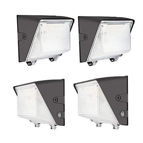 80W LED Wall Pack Light with Photocell, Dusk to Dawn Security Lights Outdoor Wall Lights, 120LM W 5000K Daylight 100-277V IP65 Waterproof, 40W 60W 80W Power Selectable (4 Pack)