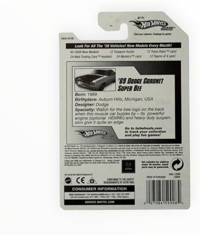 2008 New Models #5 '69 Dodge Coronet Super Bee Light Yellow Variation Collectibles Collector Car #2008-5 2008 Hot Wheels image 4