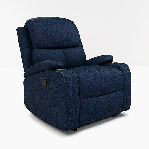 Image of Torque - Simon 1 Seater Fabric Manual Recliner | Recliner Sofa /Chair for Living Room, Bedroom, Office (Blue) | 1 Year Warranty