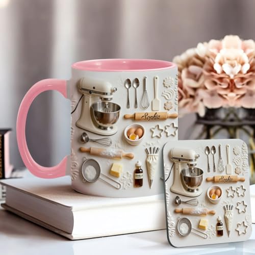 Taza cerámica personalizada con posavasos 11 onzas miniatura 2