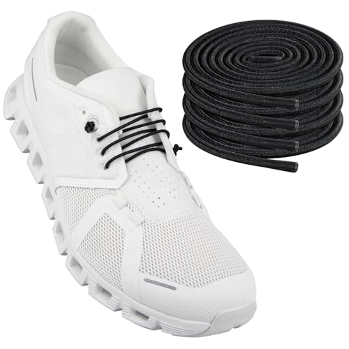 Endoto 2 Pairs Elastic Shoelaces for ON Cloud 5 & 6 No Tie Replacements Shoes Laces Stretchy Bungee Running Training(Color:Black Size:24Inch)