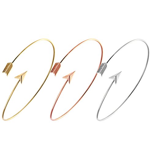 Image of Arrow Bangle Adjustable Wire Wrapped Bracelet Simple Style