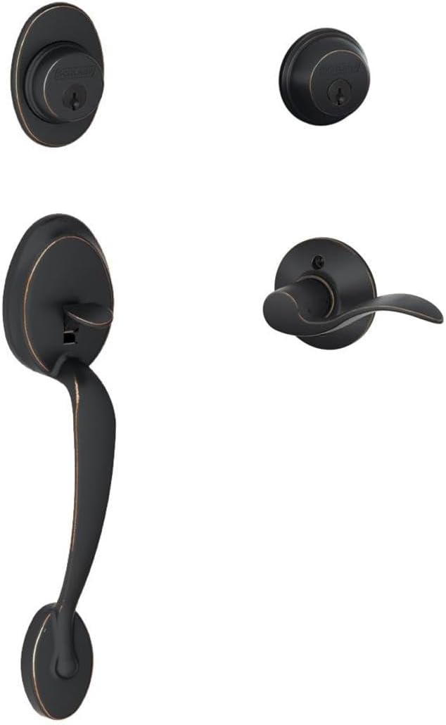Schlage F62-PLY-ACC-LH Aged Bronze Handleset Schlage F62-PLY-ACC-LH Plymouth Double Cylinder