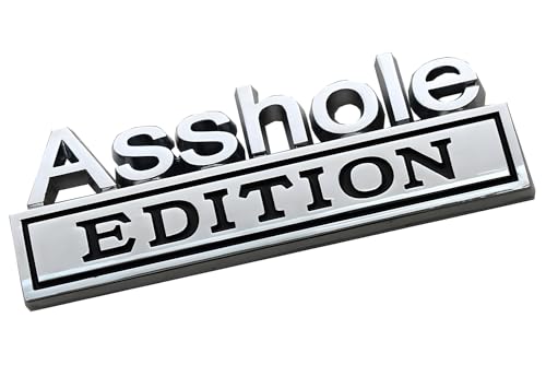 Image of Pair Set Asshole Edition Badge 3D Emblem Fit for Car Truck SUV Side Rear Front Hood Trunk Door Decal Sticker (Silver Black)