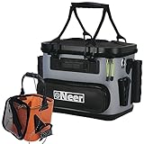 【軽量、大容量】Neer バッカン タックルボックス ロッドホルダー付き 水汲みバケツ付き タックルバッグ EVA 釣り 大容量 軽量 取り外し可能ショルダーベルト 28L 32L（28L,グレー）