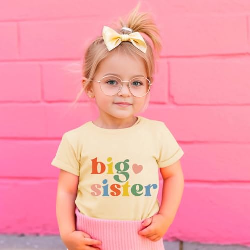 Big Sister Shirt for Baby Girls Cotton T-Shirt Short Sleeve Tops Toddler Baby Announcement Tees Outfits 1-7 Years3