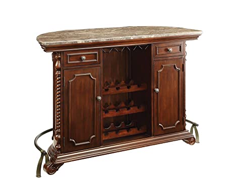 Coaster Home Furnishings 2-Door 2-Drawer Bar Unit with Marble Top Warm Brown