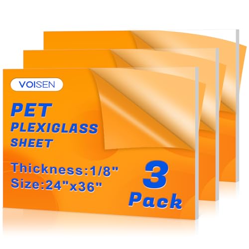 VOISEN 3 Pack Plexiglass Sheets 1/8 Inch Thick, 24