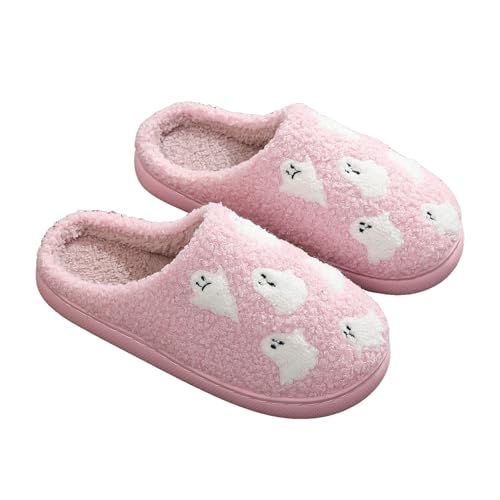 Halloween Slippers for Women Men Cute Cozy Warm Plush Fluffy Slippers Holiday Indoor House Shoes Bats Pumpkin Slipper Retro Memory Foam 2025 Fall Slipper