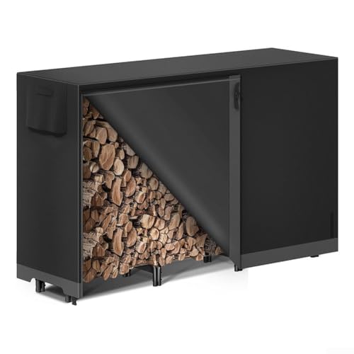 DAZZLEEX Cubierta de leña, tela Oxford 600D para almacenamiento de leña, cubierta al aire libre con revestimiento grueso de poliuretano impermeable para varias dimensiones de marco de madera (140 x 24