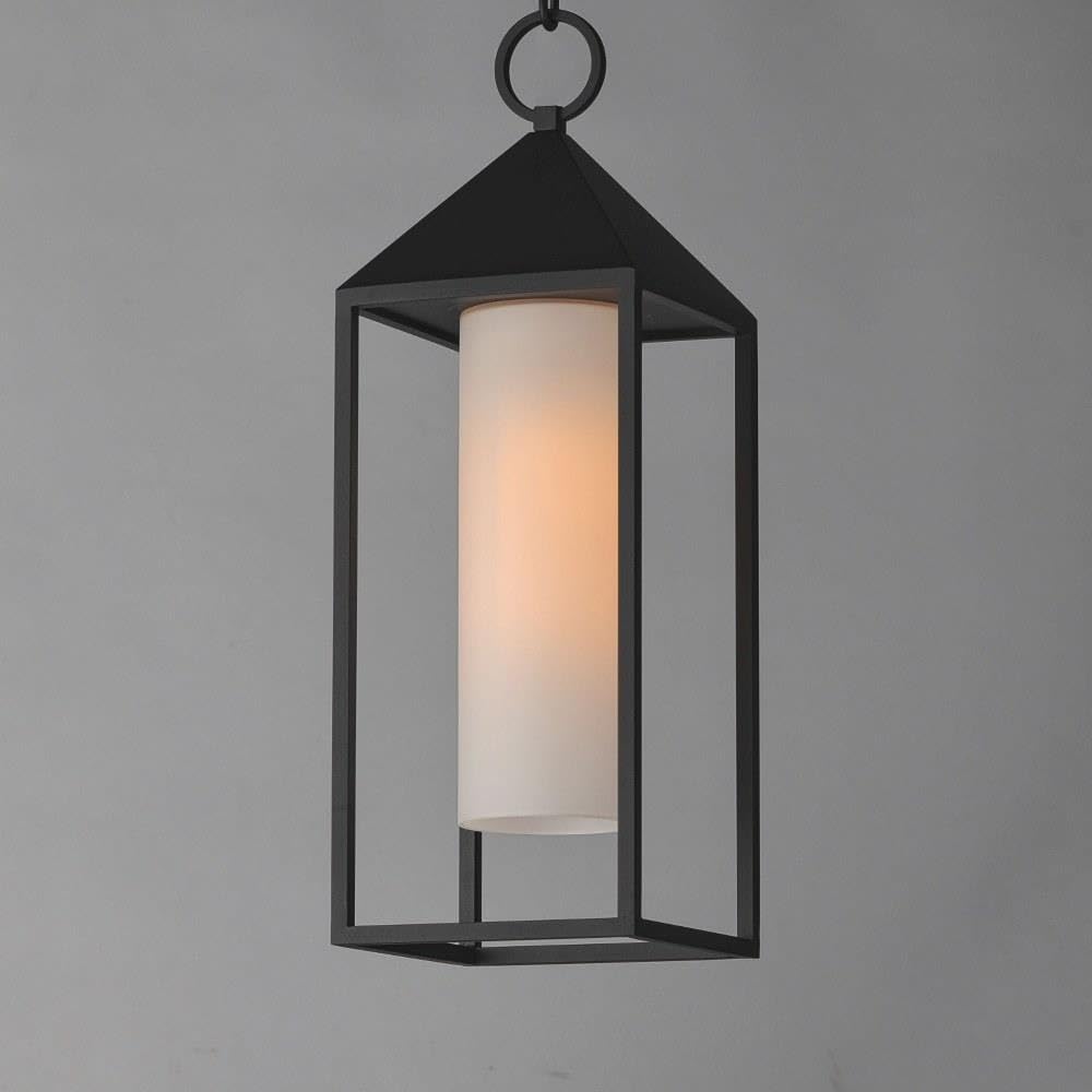 Maxim Lighting Aldous 1-Light Pendant Light | Black Aluminum Finish | Satin White Glass Shade | Transitional Indoor Light Fixture | Ideal for Kitchen Islands & Dining Rooms | 30079SWBK