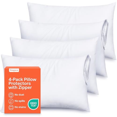 Ultra Soft Pillow Protectors with Zipper Standard Size - Set
