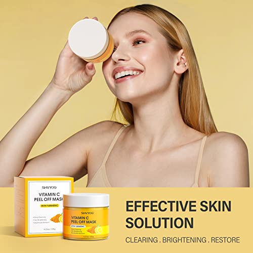Shvyog Vitamin C Peel Off Face Mask, Peel Off Mask With Turmeric, Blackhead Remover & Deep Cleansing Face Peel Mask, Vitamin C Exfoliating Face Mask For Blackheads, Large Pores, Dirts, Oil #TOP7