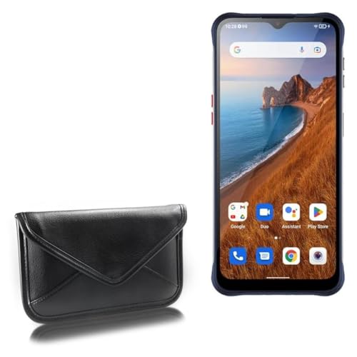 BoxWave Case Compatible with Unihertz TickTock-E - Elite Leather Messenger Pouch, Synthetic Leather Cover Case Envelope Design - Jet Black