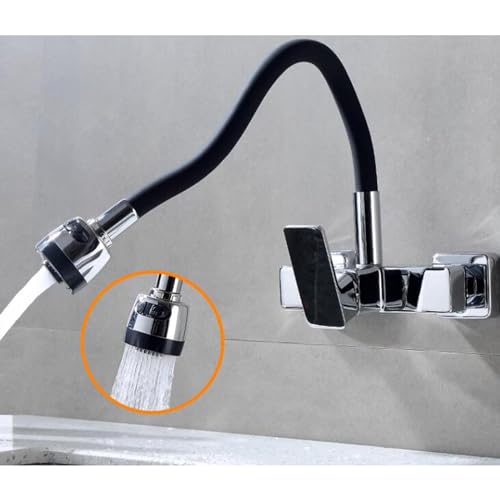 Robinet de cuisine laiton chrome mural avec mitigeur orientable 2 jets - 4