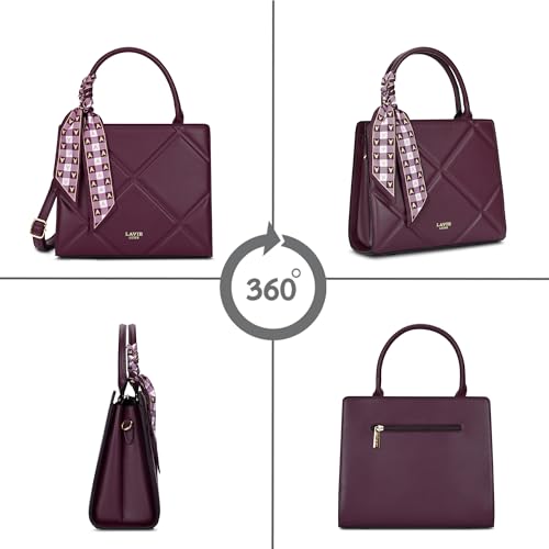 Image of Lavie Luxe Women's Quare25 Medium Debossed Satchel Handbag for Women | Satchel Bag for Work | Ladies purse | Stylish Shoulder Bag | Gift for Women