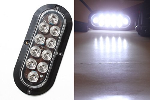 6" Oval Clear White Backup Reverse Day Time Driving LED Light Flange Surface Mount Truck Trailer