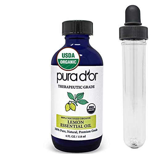 PURA D’OR Lemon Essential Oil (4oz / 118mL) USDA Organic 100% Pure Natural