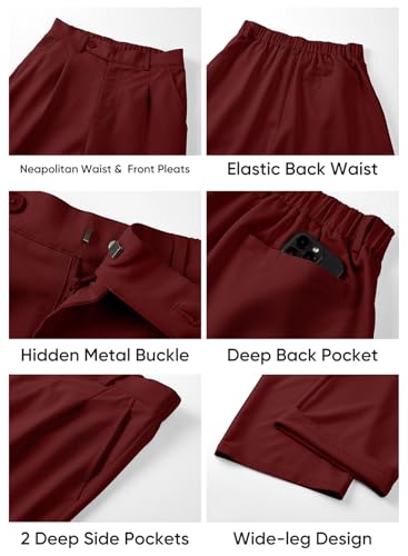 Image of JMIERR Mens Baggy Casual Dress Pants Lightweight Pleated Old Money Wide Leg Pants Loose Relaxed Fit Trousers