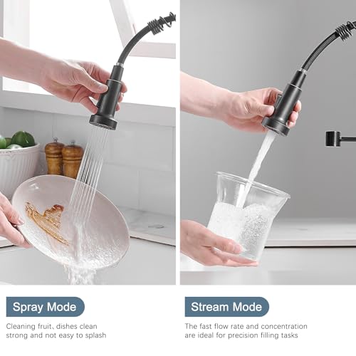 Oil Rubbed Bronze Kitchen Faucet,AIMADI Commercial Single Handle Single Hole Bronze Kitchen Faucet with Pull Down Sprayer grifo para fregaderos de cocina