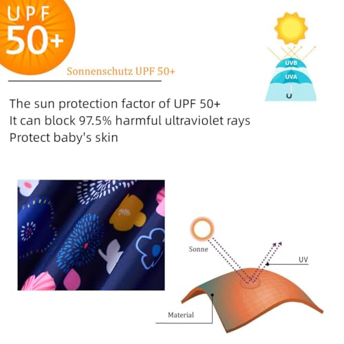 Image of UMELOK Girls Long Sleeve Rash Guard One Piece Swimsuits with UV Protection Sunsuit