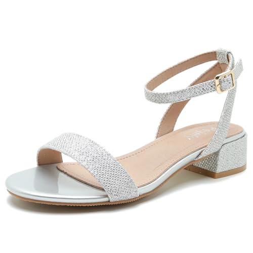 Women's Open Toe Ankle Strap Low Block Chunky Heels Sandals Party Dress Summer Shoes