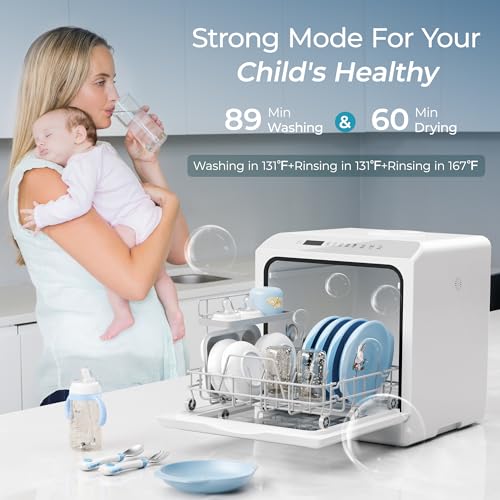 image for EUHOMY Countertop Dishwasher Portable with 6 Programs, 5L Built-in Wat