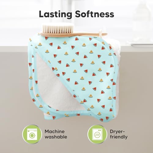 Image of KeaBabies Hooded Baby Towel for Newborn, Baby Bath Towels(Melon Beat,35x35) | Viscose Derived from Bamboo, Large Baby Towels with Hood, Boys, Girls, Toddler, Soft Absorbent Baby Bath Essentials
