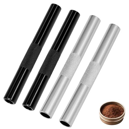 Juego de 4 pajitas de metal reutilizables de 7 cm, tubos de extracción de calidad prémium portátiles (2 negras y 2 plateadas)