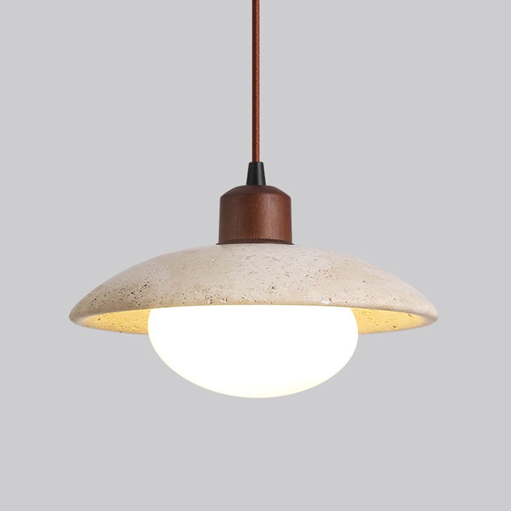 Lampe suspendue moderne en pierre naturelle, petit lustre en verre et bois