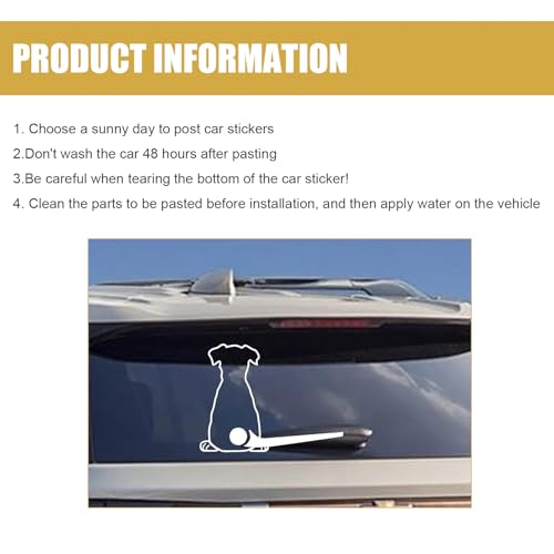 Image of Shakas Dog Rear Windshield Stickers, Cute Dog Wagging Tail Back Design Engraved Decorative Rear Windshield Wiper Stickers, Creative Modification Accessories, Suitable for Most Cars (White)