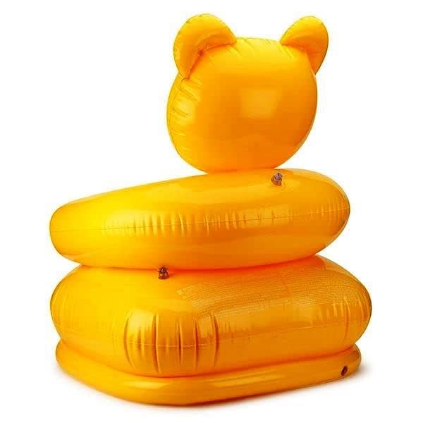 Image of Happy Animal Inflatable Chair for Kids | Portable & Foldable PVC Air Sofa Seat for Toddlers | Cartoon Animal Design Chair for Boys & Girls (Yellow)